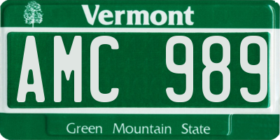 VT license plate AMC989