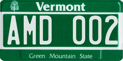 VT license plate AMD002