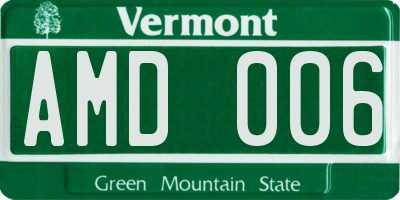 VT license plate AMD006