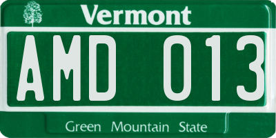 VT license plate AMD013
