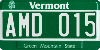 VT license plate AMD015