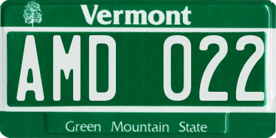 VT license plate AMD022