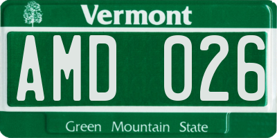 VT license plate AMD026