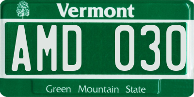 VT license plate AMD030