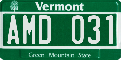 VT license plate AMD031