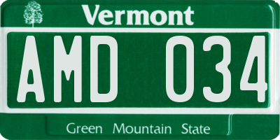 VT license plate AMD034