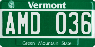 VT license plate AMD036