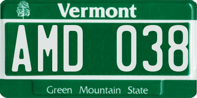 VT license plate AMD038