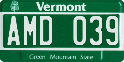 VT license plate AMD039