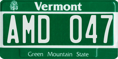 VT license plate AMD047