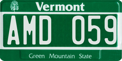 VT license plate AMD059