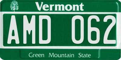 VT license plate AMD062