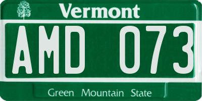 VT license plate AMD073