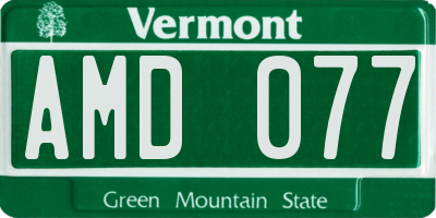 VT license plate AMD077