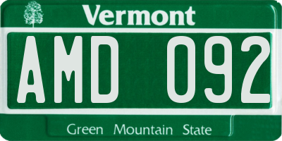 VT license plate AMD092