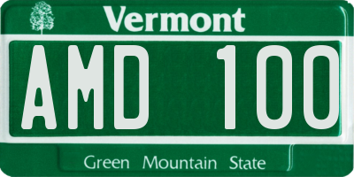 VT license plate AMD100