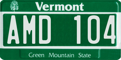 VT license plate AMD104
