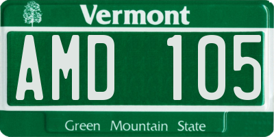 VT license plate AMD105