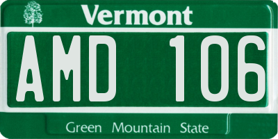 VT license plate AMD106