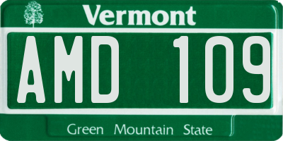 VT license plate AMD109