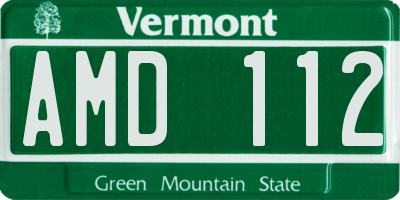 VT license plate AMD112