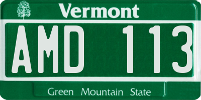 VT license plate AMD113