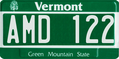VT license plate AMD122