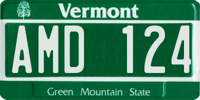 VT license plate AMD124