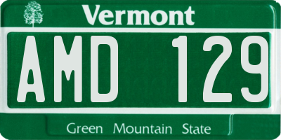 VT license plate AMD129
