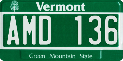 VT license plate AMD136
