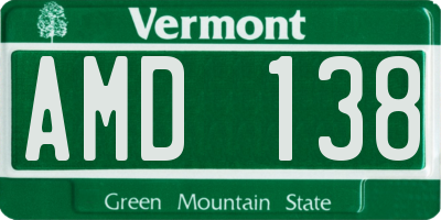 VT license plate AMD138