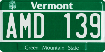 VT license plate AMD139
