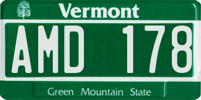 VT license plate AMD178