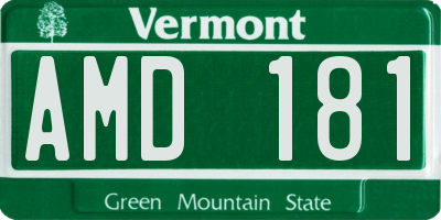 VT license plate AMD181
