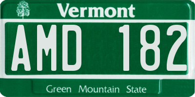VT license plate AMD182