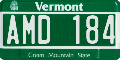 VT license plate AMD184
