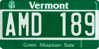 VT license plate AMD189