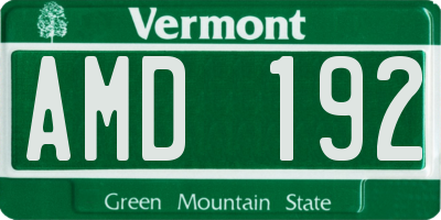 VT license plate AMD192