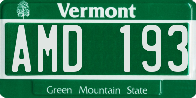 VT license plate AMD193