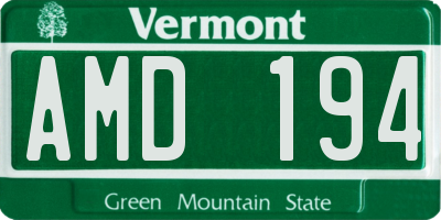 VT license plate AMD194