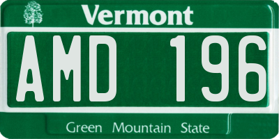 VT license plate AMD196