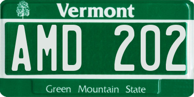 VT license plate AMD202