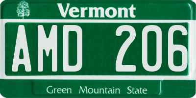 VT license plate AMD206