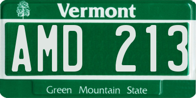 VT license plate AMD213