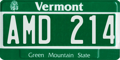 VT license plate AMD214