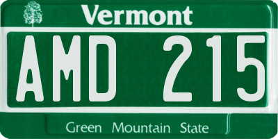 VT license plate AMD215
