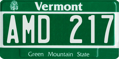 VT license plate AMD217