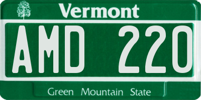 VT license plate AMD220