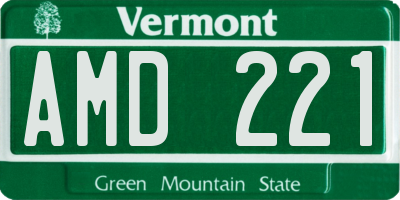VT license plate AMD221