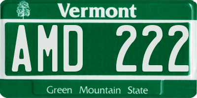 VT license plate AMD222